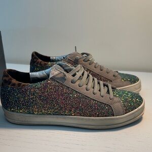 Glitter Sneakers with Leopard Accents P448